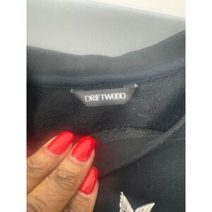 Driftwood Black Crewneck Sweatshirt Cotton Blend Casual Pullover Women's